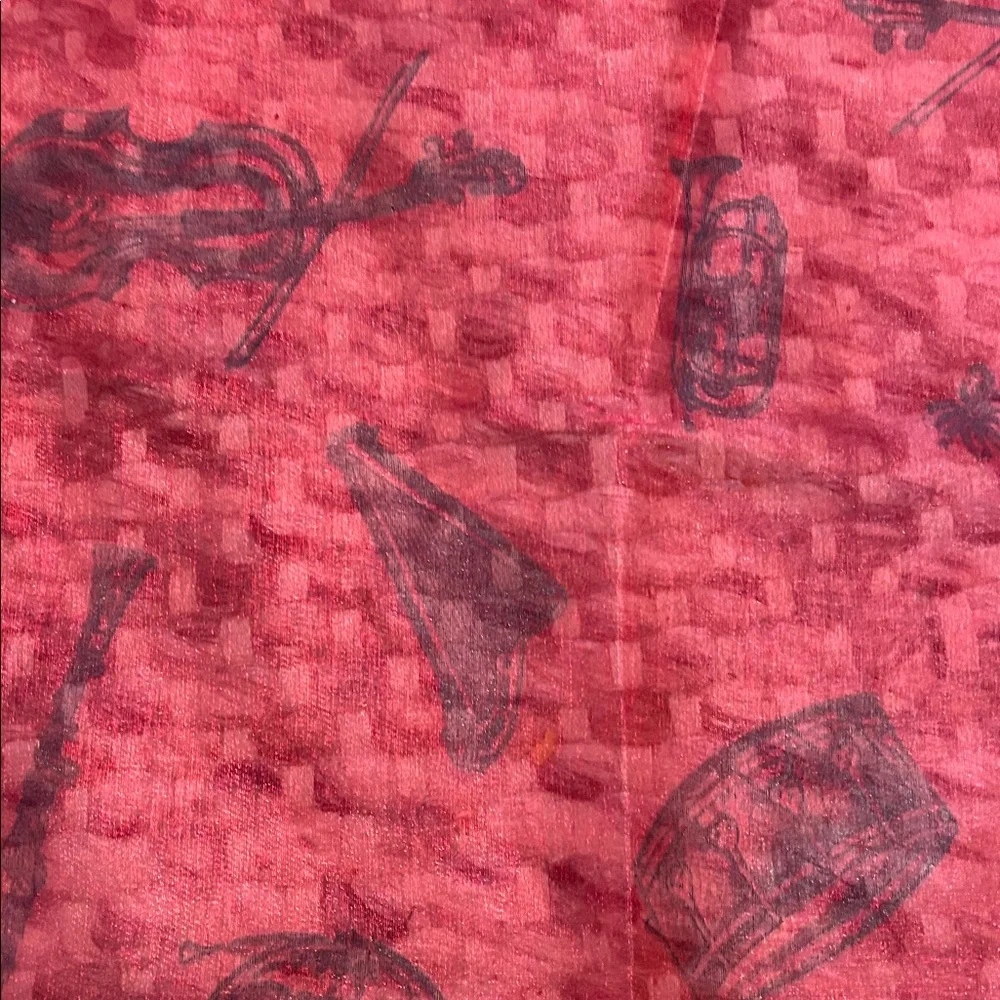 Unique Red Musical Square Scarf - Picture 6 of 7